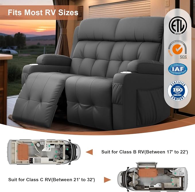 Home Theater Seating Loveseat Recliner Sofa, Wall-Hugger Reclining Couch - Image 4
