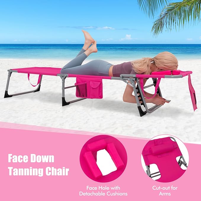 Goplus Tanning Chair, Folding Adjustable Patio Lounge Chair - Image 5