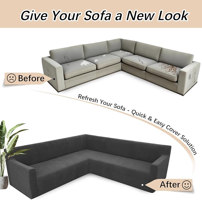 Arfntevss Stretch Sectional Couch Covers L Shaped Corner Sectional Sofa Cover - Image 6