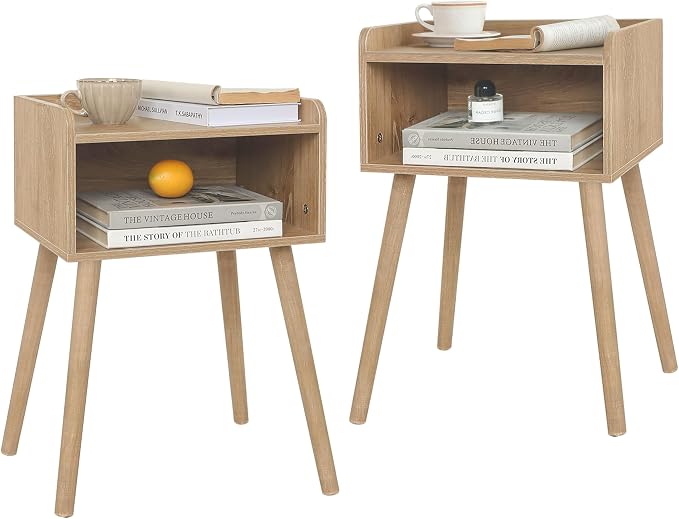 MaxSmeo End Tables Set of 2, Mid Century Modern Side Table Bedroom by MaxSmeo