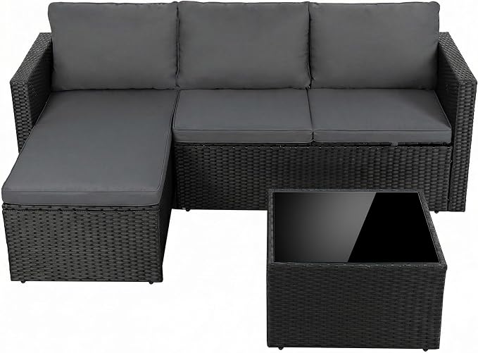 Shintenchi 4 Pieces Patio Furniture Sets, Outdoor Sofa Patio Sectional Sets All - Image 2