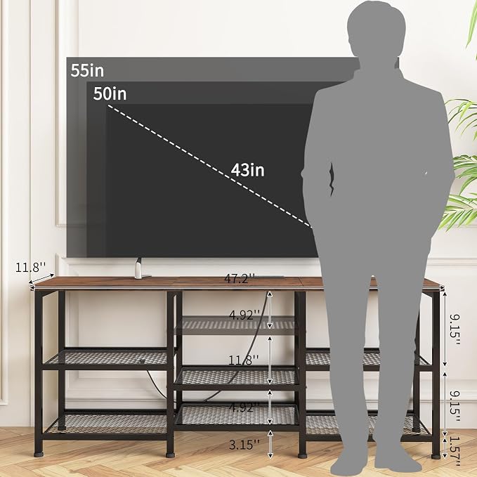 YGEOMER TV Stand for Living Room TVs Up to 55 Inches, Entertainment Center - Image 2