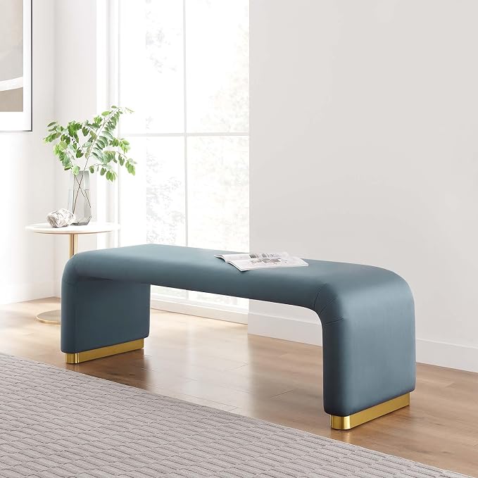 Modway EEI-6734-BRA-CAB Koda Performance Velvet Waterfall Long Bench, Brass - Image 2