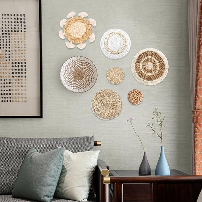 7 Pack Boho Wall Basket Decor - Image 7