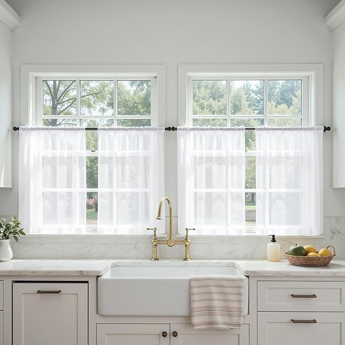 MIULEE Short Cafe Curtains 36 Inches Long, 4 Panels Set, Sheer Light Filtering by MIULEE