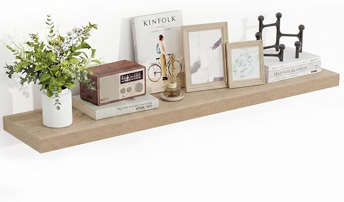 Acovy 48 Inch Floating Shelves, 3D Textured Wood Grain, Wooden Shelves by Acovy