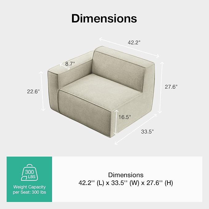 Novilla Modular Sectional Sofa, No Assembly Cloud Sectional Couch - Image 2