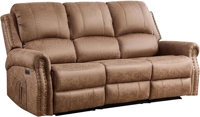 EBELLO Power Reclining Sofa for Living Room, Faux Leather 3 Seater Reclining - Image 7