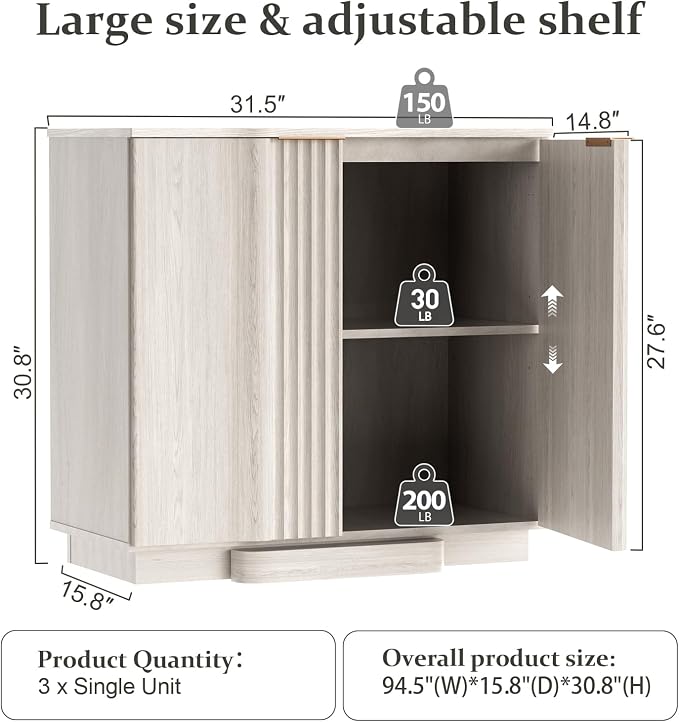 Brafab Buffet Cabinet, 94.5" Modern Farmhouse Accent Sideboard Cabinet - Image 2