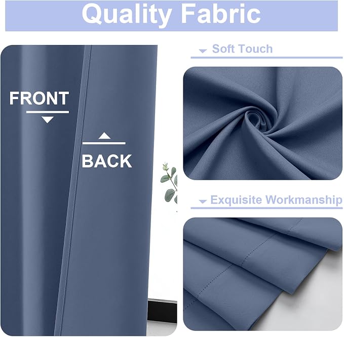 Simplebrand Ava Denim Blue Short 36 Inches Blackout Curtain 2 Panels Set - Image 2
