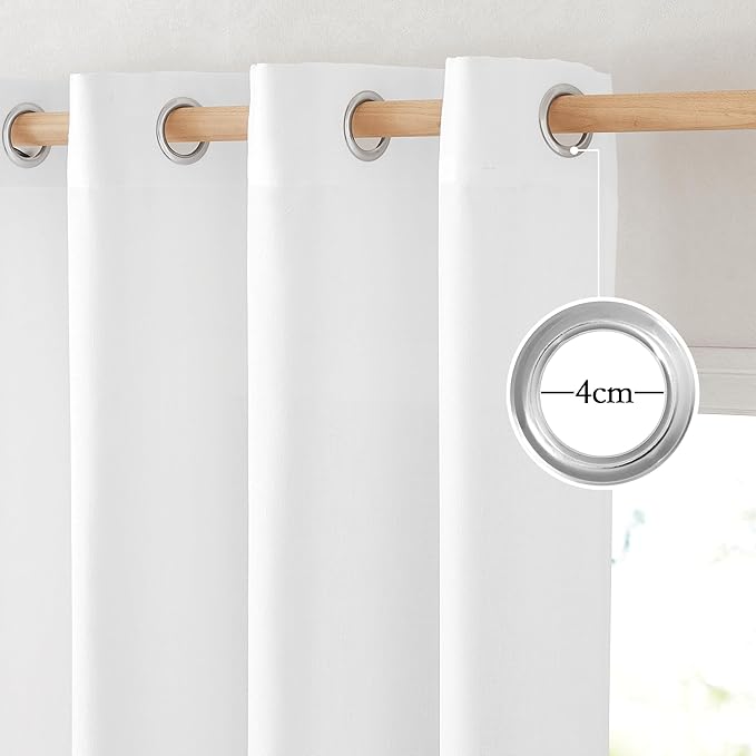 NICETOWN White Window Curtains 63 inches Long, Grommet Linen Blend Drapes - Image 2