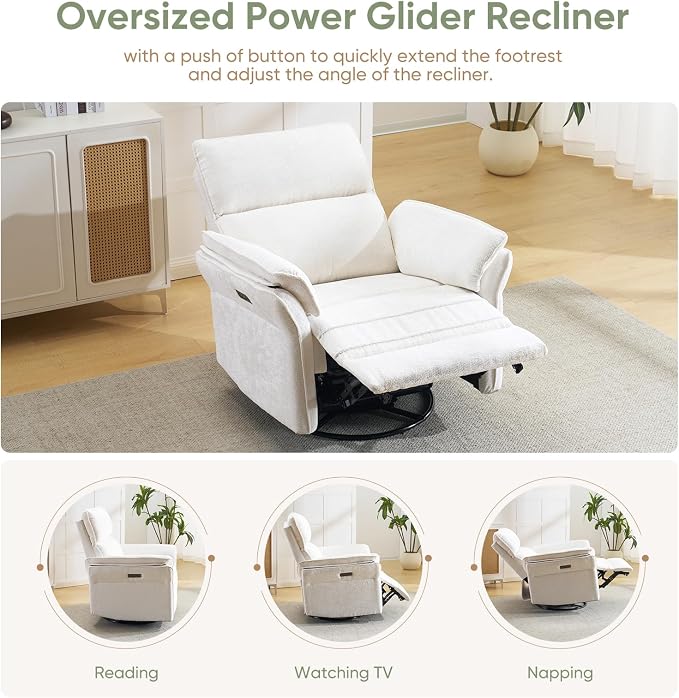 Power Swivel Rocker Recliner, Glider Recliner Nursery Chair - Image 5