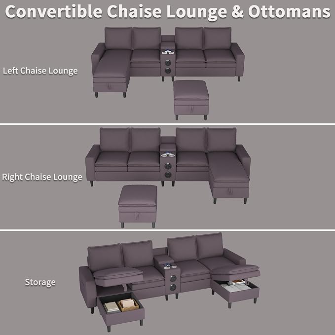 Sectional Couches for Living Room, 4 Seat Sectional Sofa - Image 4
