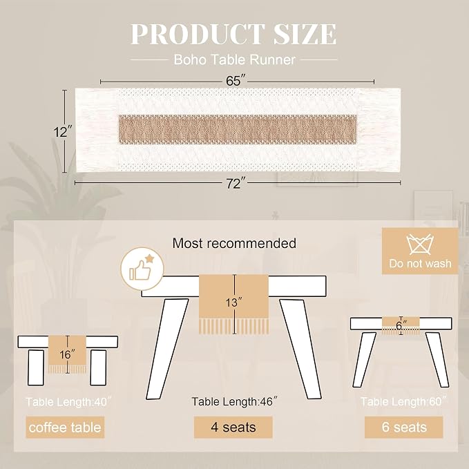 FEXIA Boho Table Runner for Summer Home Coffee Decor - Image 3