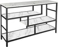 AT-VALY Console Table with Storage Shelves, Sofa Table Entryway Table with Faux by AT-VALY