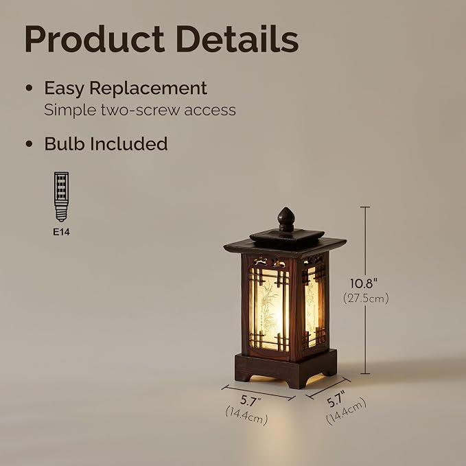 Antique Alive Traditional Korean Wood Lamp | Handmade Asian Oriental Table - Image 5