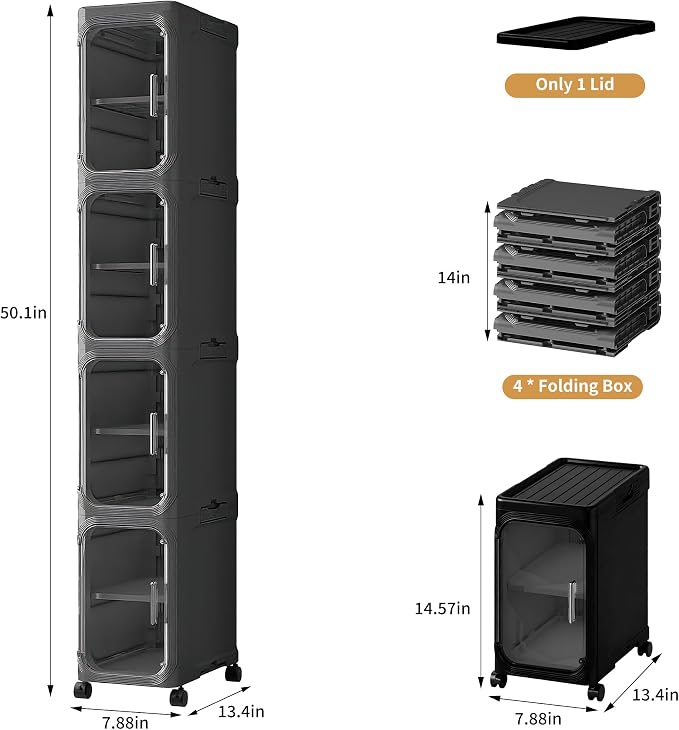 4-Tier Tall Narrow Storage Cabinet, Slim Bathroom Storage Cabinet - Image 2