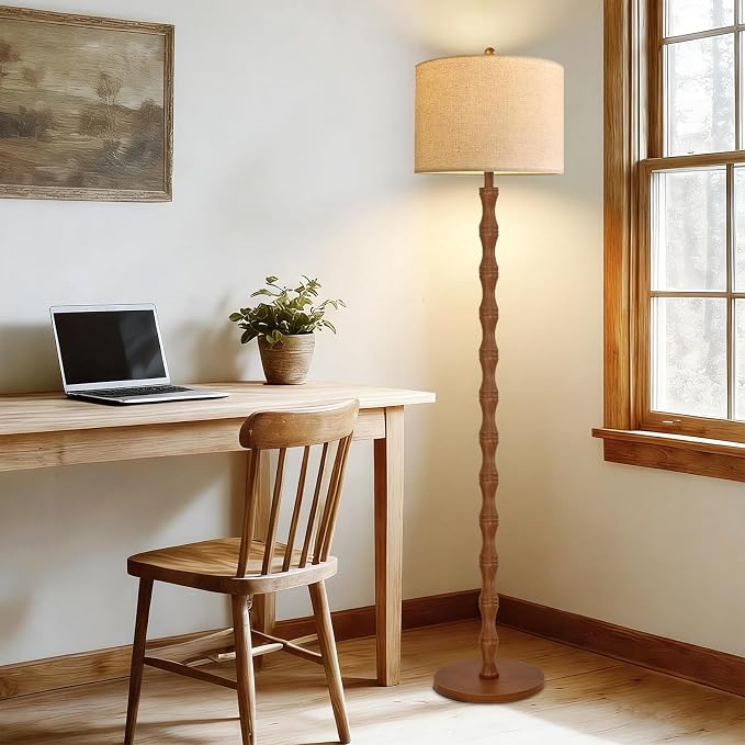 QIYIZM Wood Floor Lamp for Living Room, Vintage Standing Lamp - Image 6