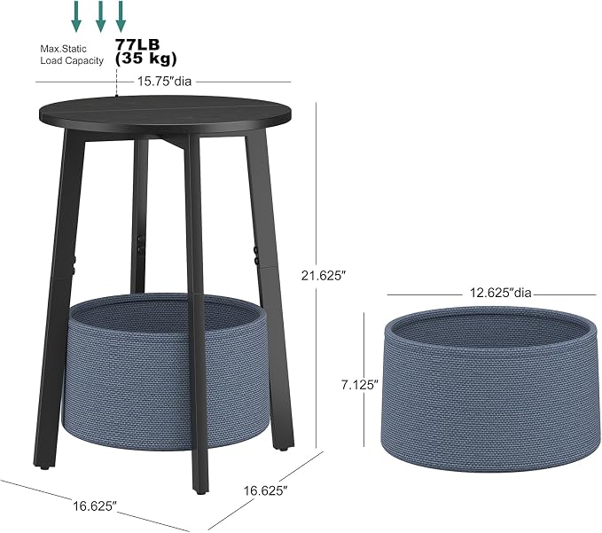 sthmec Small Round Side End Table Set of 2 - Image 3