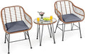 Tangkula 3 Pieces Patio Conversation Bistro Set, Outdoor Wicker Furniture by TANGKULA