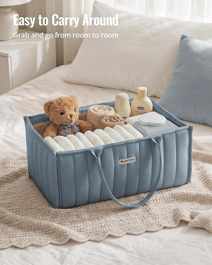 Blissful Diary Baby Diaper Caddy Organizer, Stylish Storage Basket - Image 5