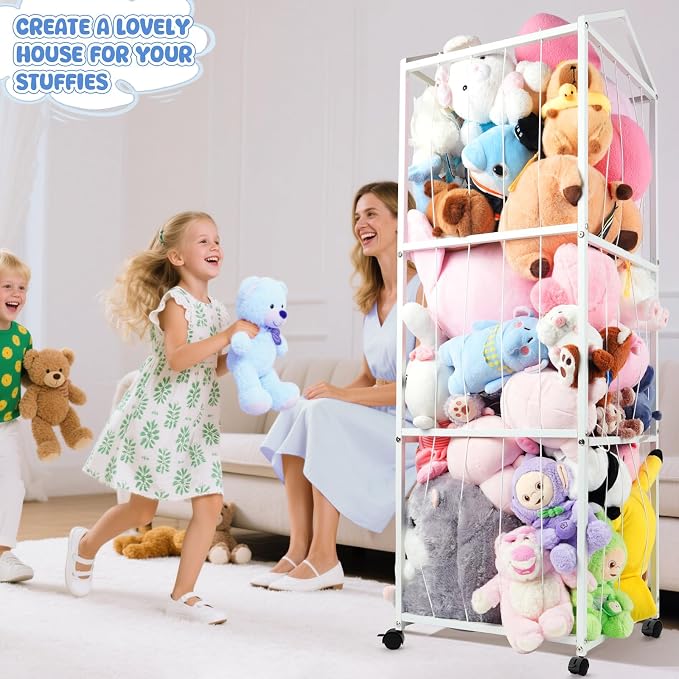 NomNest Stuffed Animal Storage Zoo, Large Metal Plushies Organizer, Heavy Duty - Image 2