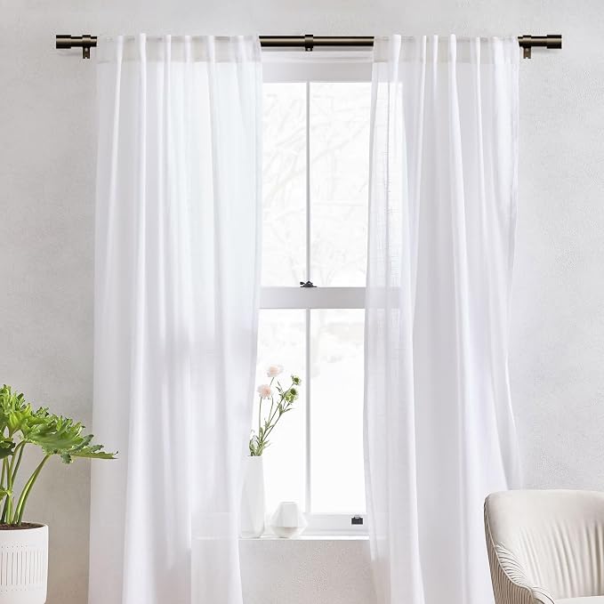 IFELS Heavy Duty Curtain Rods for Windows 28 to 48 Inch, 1 Inch Bronze Curtain - Image 2