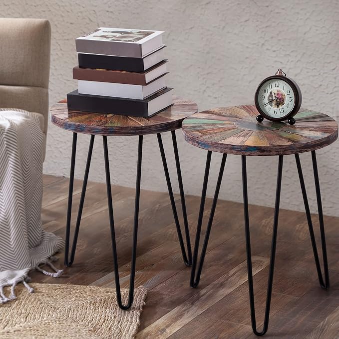 Greenage Reclaimed Wood End Table Bedroom - Image 2