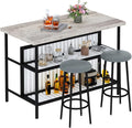 AWQM Kitchen Island with Seating & Storage Shelf, Faux Marble Island Table by AWQM