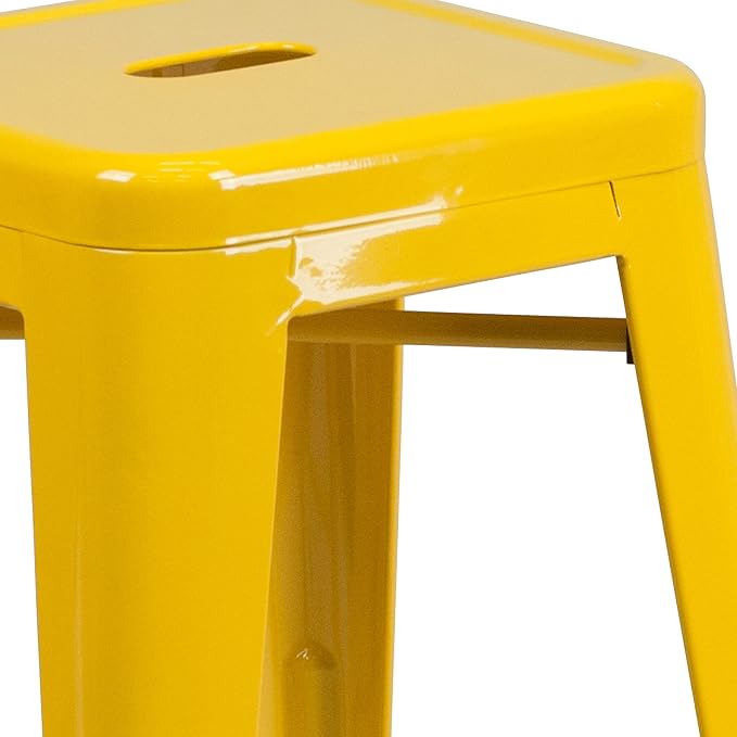 Flash Furniture Lily 4 Pack Commercial Grade 24" High Backless Yellow Metal - Image 7