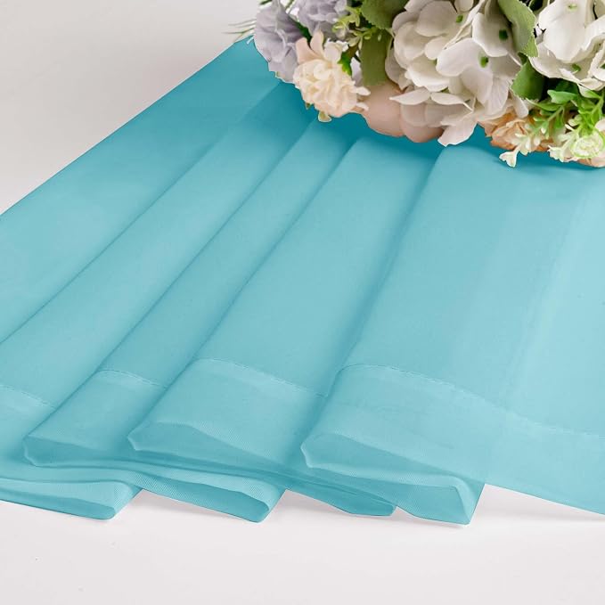 OWENIE Aqua Sheer Curtains for Bedroom Living Room 96 Inches Long 2 Panels Set - Image 7