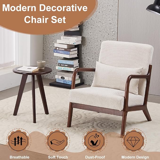 Mid-Century Modern Accent Chair & Coffee Table Set - Image 3