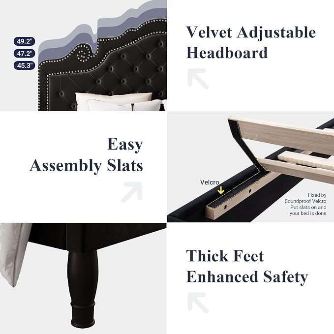 Allewie Queen Velvet Bed Frame - Image 4