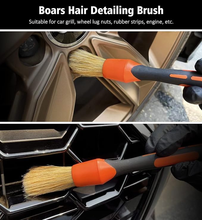 YeewayVeh 3pcs Car Detailing Brush Set, Boars Hair Detailing Brushes, Ultra - Image 4