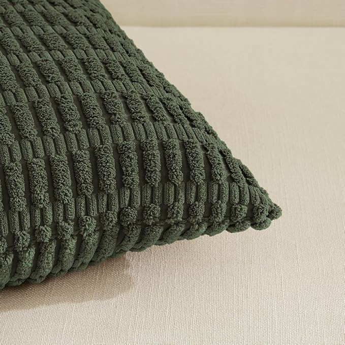 Fancy Homi 4 Packs Boho Olive Green Decorative Throw Pillow Covers 16x24 Inch - Image 4