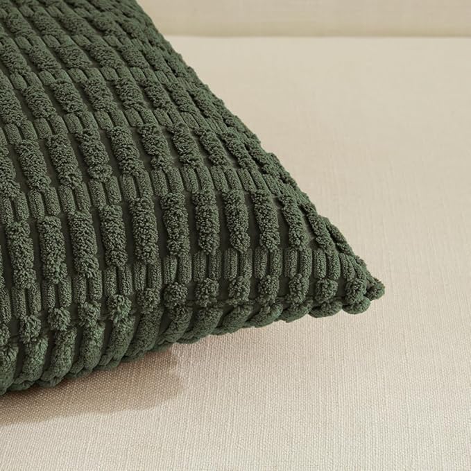 Fancy Homi 4 Packs Boho Olive Green Decorative Throw Pillow Covers 12x20 Inch - Image 4