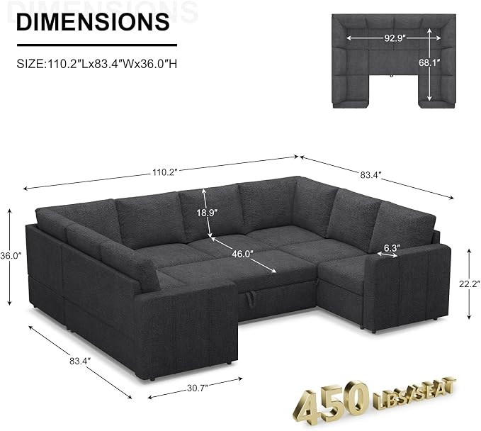 Belffin Modular Sectional Sleeper Sofa Bed - Image 2