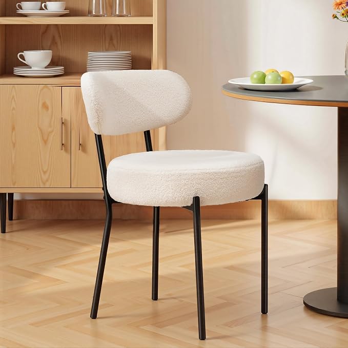 DUMOS Dining Chairs Set of 2, Mid Century Modern Chair Round Upholstered Curved - Image 7