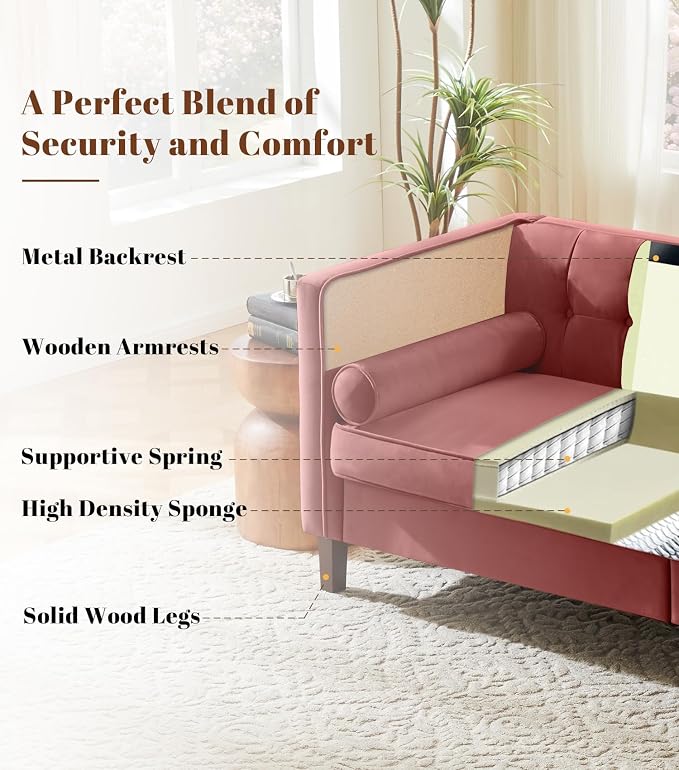 Dreamsir 78'' W Velvet Sofa, Mid-Century Modern Love Seats Sofa Furniture - Image 5