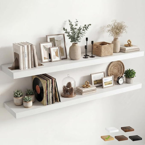 12 inch Deep Floating Shelves for Wall, 72 inch Wide Engineered Wood Wall by Venusmiles