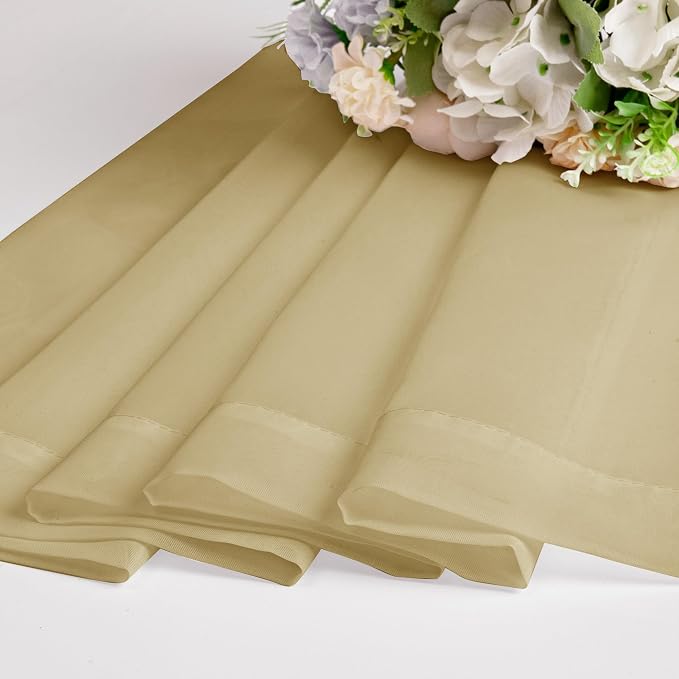 OWENIE Gold Sheer Curtains 84 Inch Length 2 Panels Set, Light Filtering Voile - Image 6