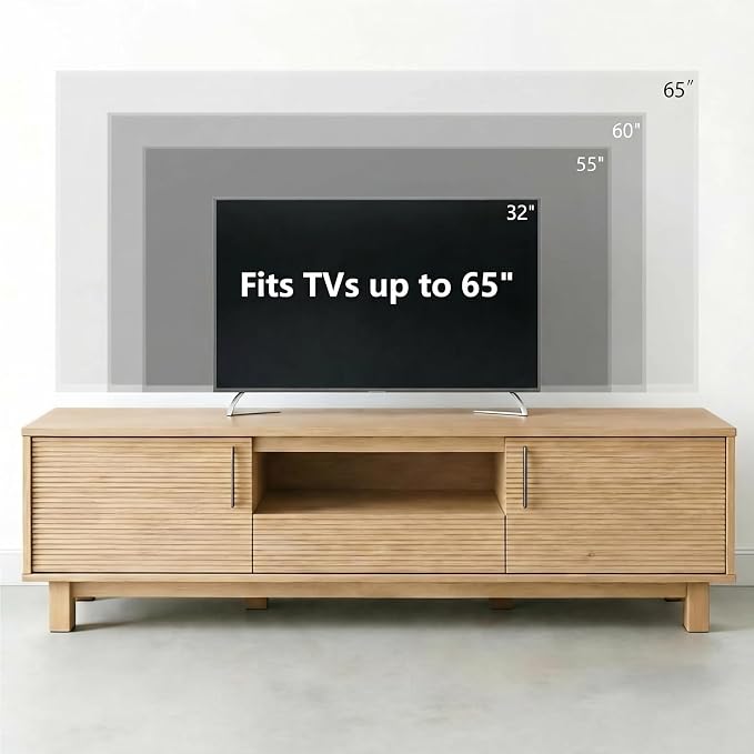 Amada 58" TV Stand for TVs up to 65 Inch, Fluted Entertainment Center - Image 2
