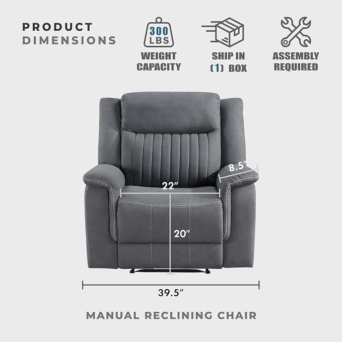Lexicon Manual Recliner Chair, Polished Microfiber Reclining Sofa Chair - Image 4