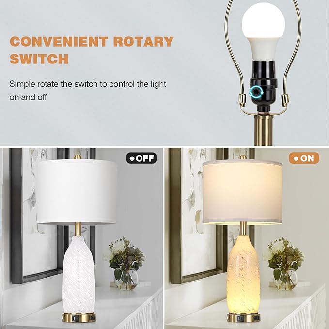 Rinweey 26" Modern Clear Glass Table Lamps Set of 2, Nightstand Lamp - Image 7