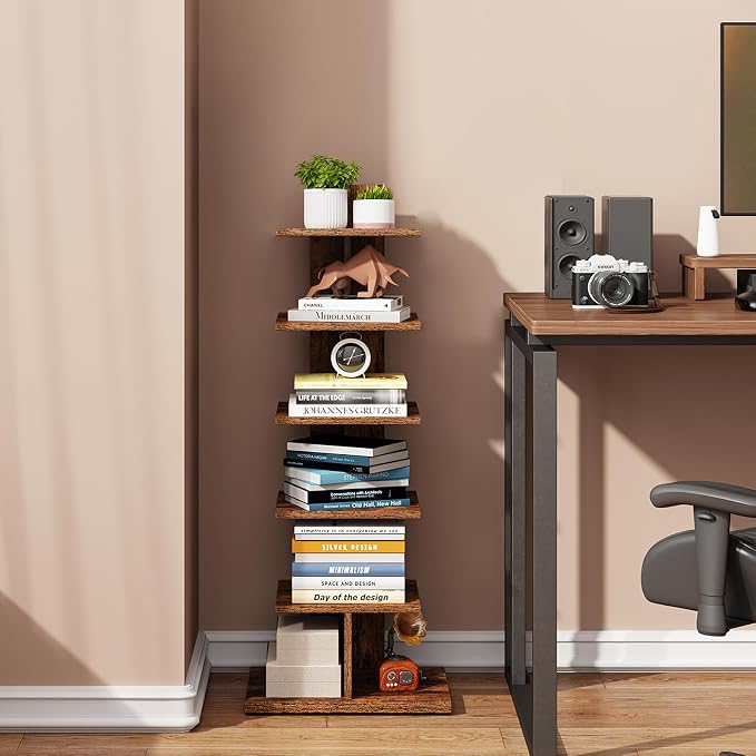 TUTOTAK Narrow Bookshelf, 6-Tier Bookcase, Spine Book Shelf - Image 7