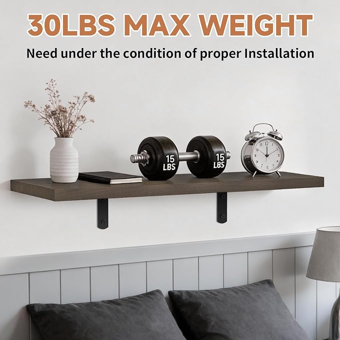 Easy Install Floating Shelves, 15.7 Inch Wall Mounted Wood Shelf, Hanging Shelf - Image 4