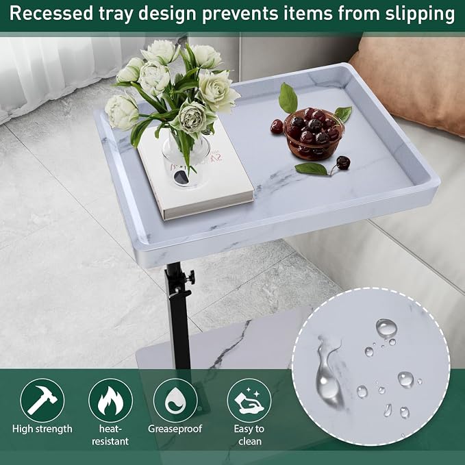 C Table End Table Adjustable Height, 360°Swivel TV Tray Table - Image 5