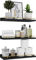 WOPITUES Floating Shelves with Gold Metal Guardrail, Shelves by WOPITUESOfficial