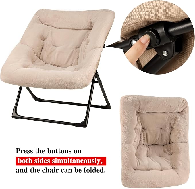 Comfy Saucer Chair for Adults, Soft Faux Fur Bedroom Chair - Image 9