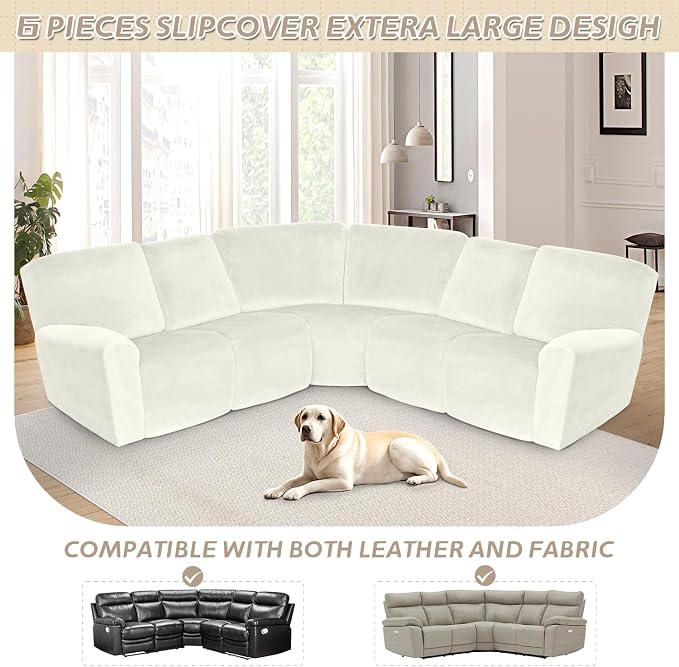 Arfntevss Sectional Recliner Couch Covers Velvet Corner Sectional Sofa Cover - Image 5